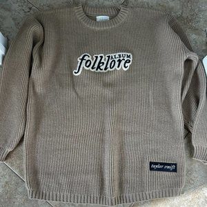 New folklore Album Chenille Patch Crewneck Sweater Taylor Swift, Medium